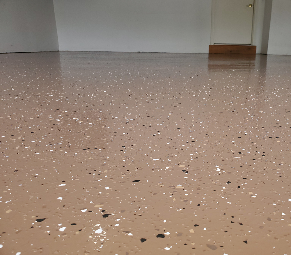 Epoxy-coated garage floor surface