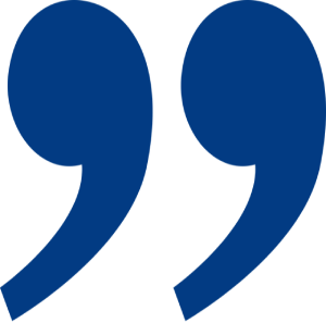 Blue quotation marks on black background